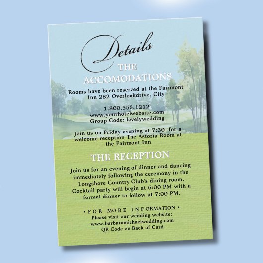Carte D'accompagnement Golf Wedding Details Enclosure Card