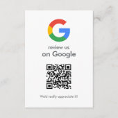 Carte D'accompagnement Google Avis | Business Review Link QR Code (Devant)