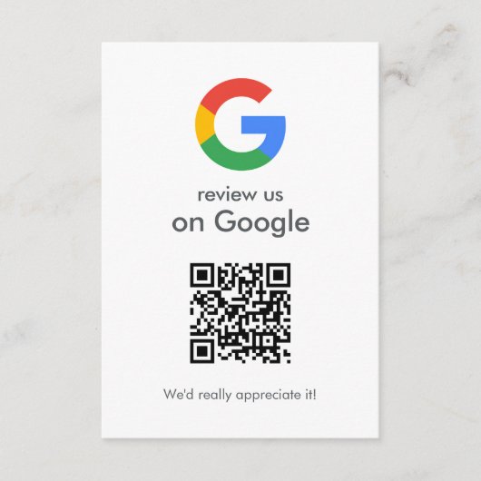 Carte D'accompagnement Google Avis | Business Review Link QR Code (Devant)