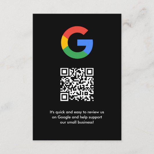 Carte D'accompagnement Google Avis | Business Review Link QR Code (Devant)
