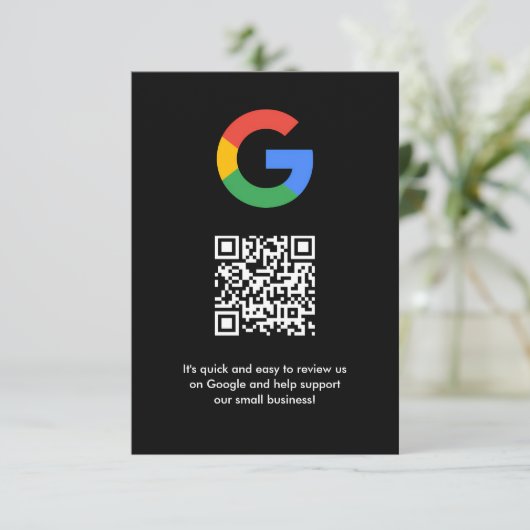 Carte D'accompagnement Google Avis | Business Review Link QR Code (Debout devant)
