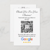 Carte D'accompagnement Google Avis | Business Review Link QR Code (Devant / Derrière)