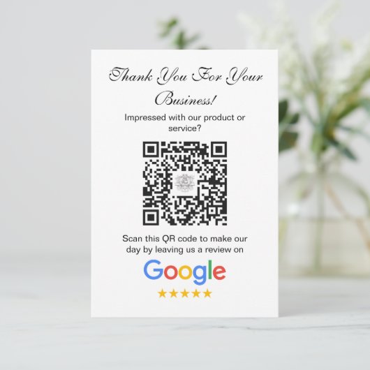 Carte D'accompagnement Google Avis | Business Review Link QR Code (Debout devant)
