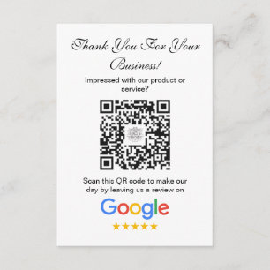 Carte D'accompagnement Google Avis   Business Review Link QR Code