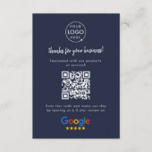 Carte D'accompagnement Google Avis Business Review Link QR Code Marine (Devant)