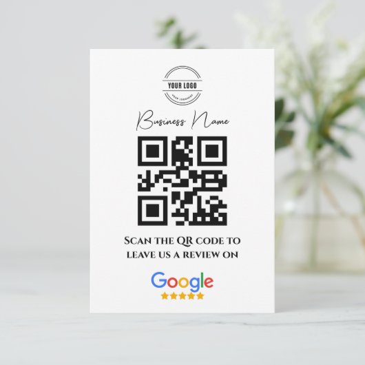 Carte D'accompagnement Google Avis de commerce Lien de notation QR Code n (Debout devant)