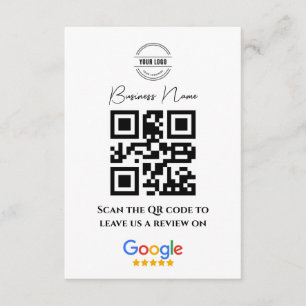 Carte D'accompagnement Google Avis de commerce Lien de notation QR Code n