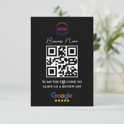 Carte D'accompagnement Google Avis de commerce Lien de notation QR Code n (Debout devant)