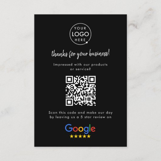 Carte D'accompagnement Google Avis de commerce Lien de notation QR Code n (Devant)