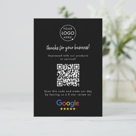 Carte D'accompagnement Google Avis de commerce Lien de notation QR Code n (Debout devant)