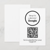 Carte D'accompagnement Google Review QR | Business Feedback Link (Devant / Derrière)