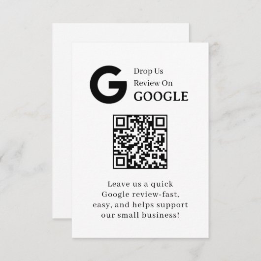 Carte D'accompagnement Google Review QR | Business Feedback Link (Devant / Derrière)