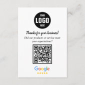 Carte D'accompagnement Google Review QR Code Cards | Business Thank You  (Devant)