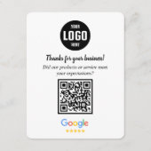 Carte D'accompagnement Google Reviews QR Code Business Enclosure Card (Devant)
