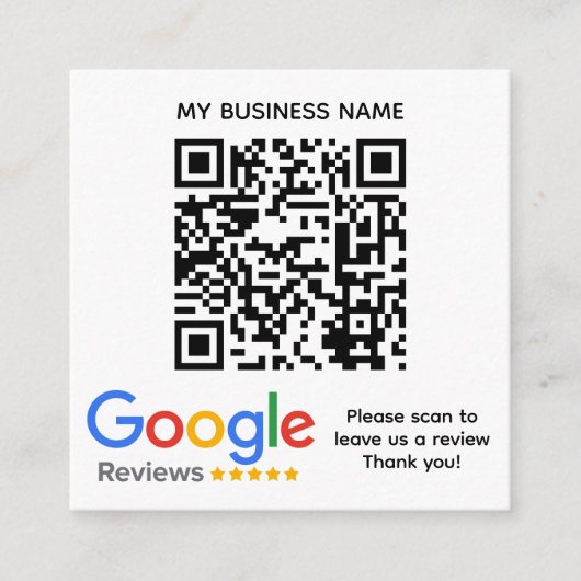 Carte D'accompagnement GOOGLE REVIEWS QR code personnalisé (Devant)