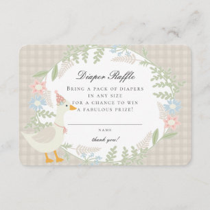 Carte D'accompagnement Goose soie beige En vichy chapeau floral