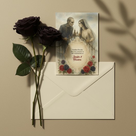 Carte D'accompagnement Goth Couple Zombie Mariage d'Halloween