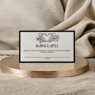 Carte D'accompagnement Goth Diaper Baby shower de  Crâne et fleurs