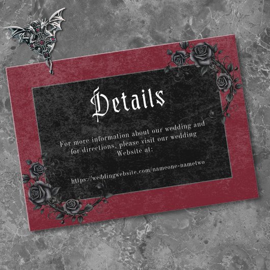 Carte D'accompagnement Gothic Black Raven Wine Darkly Ever After Wedding