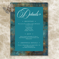 Gothique Antique Turquoise Gold Mariage damassé Dé