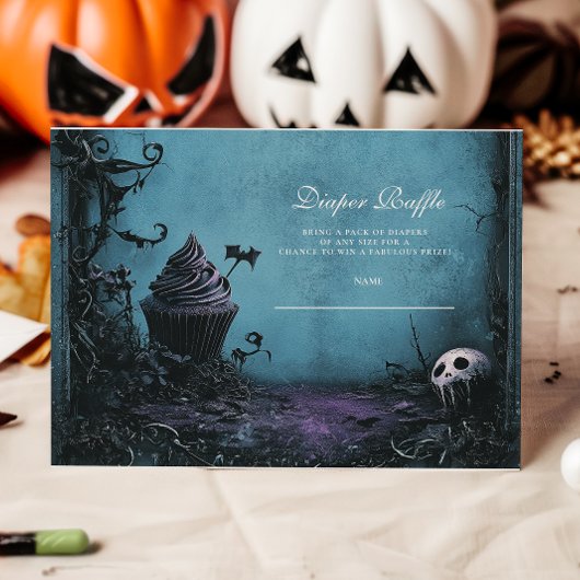 Carte D'accompagnement Gothique Bleu Halloween Diapper Raffle