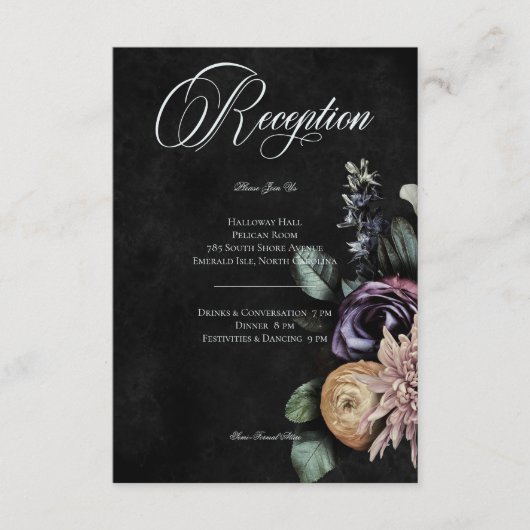 Carte D'accompagnement Gothique foncé Mystérieux Muted Floral Réception (Devant)