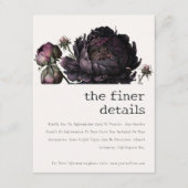 Carte D'accompagnement Gothique foncé violet noir pivoine Détails du Mari (Devant)