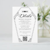 Carte D'accompagnement Gothique Halloween Mariage Coffin et crâne floral (Debout devant)