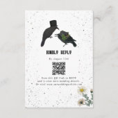 Carte D'accompagnement Gothique Halloween noir Rose Corbeaux Mariage (Devant)