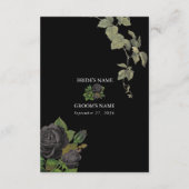 Carte D'accompagnement Gothique Halloween Rose noir Mariage (Dos)