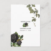 Carte D'accompagnement Gothique Halloween Rose noir Mariage blanc (Dos)
