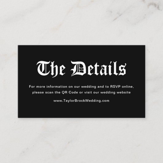 Carte D'accompagnement Gothique Halloween Site Mariage Qr Code (Devant)