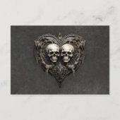 Carte D'accompagnement Gothique Noir & Blanc Crânes & Réception Coeur (Dos)