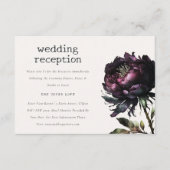 Carte D'accompagnement Gothique noir violet noir pivoine réception de mar (Devant)