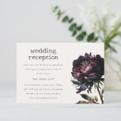 Carte D'accompagnement Gothique noir violet noir pivoine réception de mar (Debout devant)