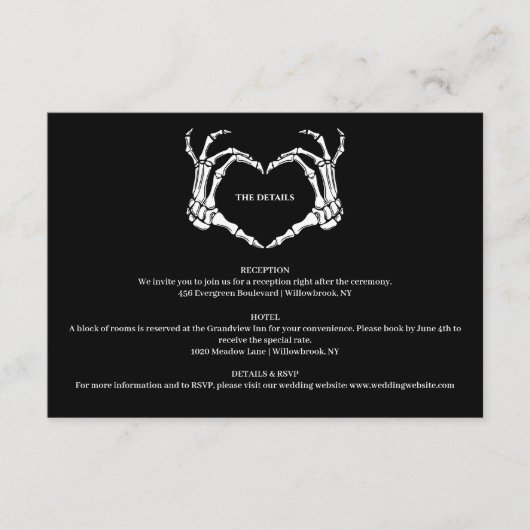 Carte D'accompagnement Gothique Romantique Squelette main Halloween Maria (Devant)