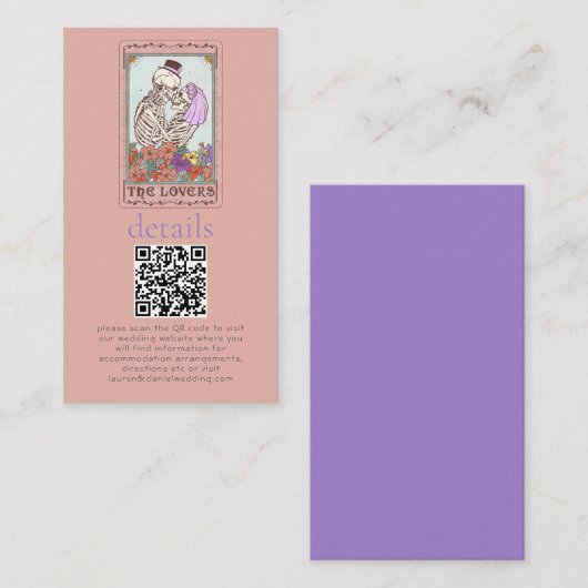 Carte D'accompagnement Gothique Tarot Card QR Détails du Mariage (Devant / Derrière)