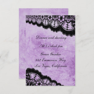 Carte D'accompagnement Gothique Violet Grunge Black Dentelle Réception de