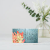 Carte D'accompagnement Gouache Succulente à pointe orange sur fond sarcel (Debout devant)