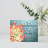 Carte D'accompagnement Gouache Succulente à pointe orange sur fond sarcel (Debout devant)