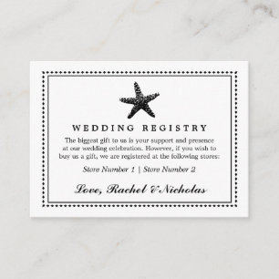 Carte D'accompagnement Graceful Starfish Classic Black   Registre de cade