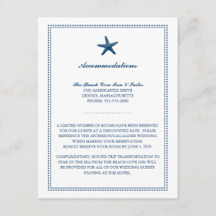 Carte D'accompagnement Gracity Starfish Bleu Hébergements Mariages