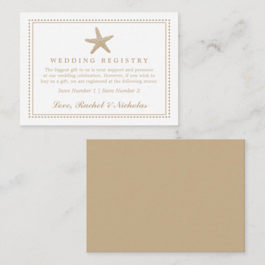 Carte D'accompagnement Gracity Starfish | Registre des cadeaux Mariages (Devant / Derrière)