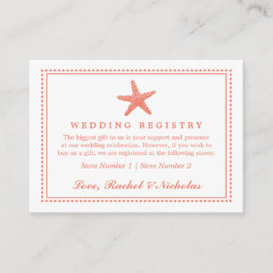 Carte D'accompagnement Gracity Starfish Registre des cadeaux Mariages