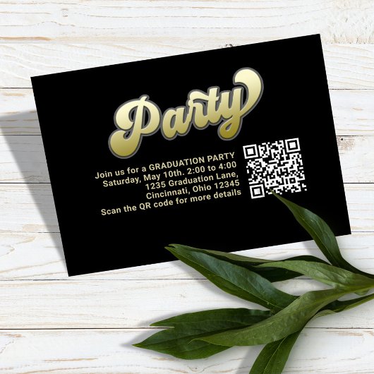 Carte D'accompagnement Graduation Party QR Code Or Typographie moderne