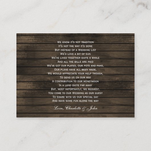 Carte D'accompagnement grange bois mason jarre rustique mariage détails c (Dos)