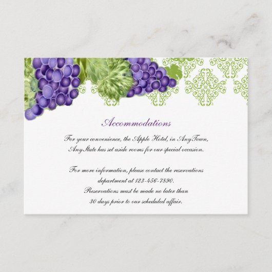 Carte D'accompagnement Grapevine Jardin Mariage Insertion (Devant)