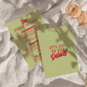 Carte D'accompagnement Gras coloré Retro Funky Modern Mariage Détails