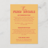 Carte D'accompagnement Gras coloré Retro Funky Modern Mariage Détails (Devant)
