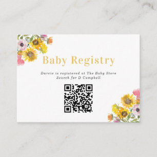 Carte D'accompagnement Gras Fleurs jaunes et roses Registre des bébés Cod